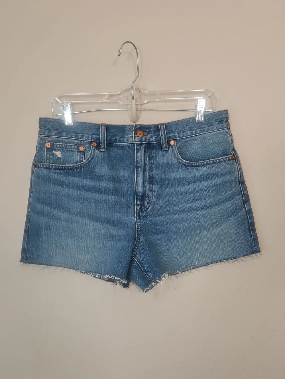 Madewell The Relaxed Denim Shorts Kelton Wash Raw Hem High Rise Size 28